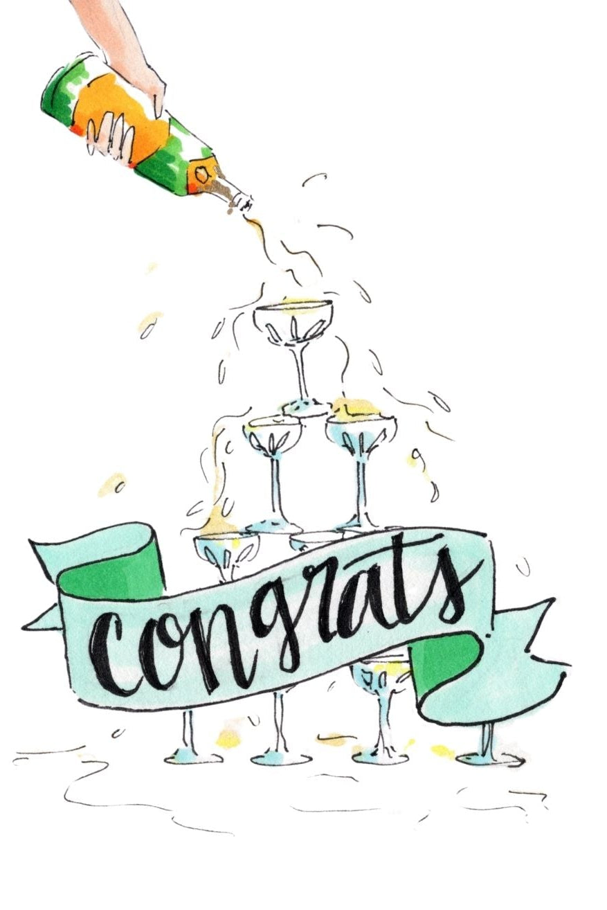 greeting card set of 10 - congrats champagne