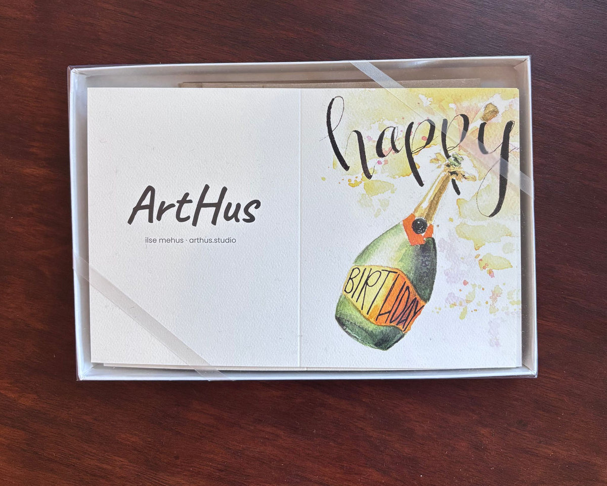 arthus happy birthday card with lined kraft envelope