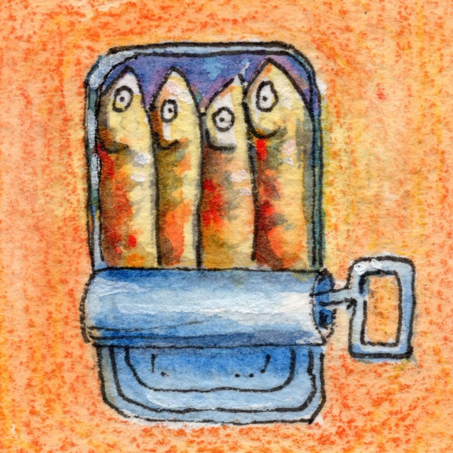 watercolor sardine tin