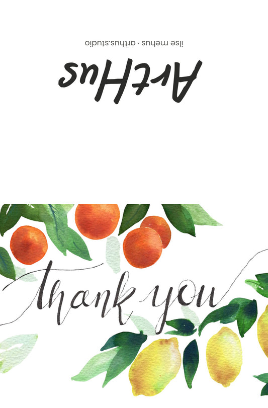 greeting card set of 10 - thank you - citrus