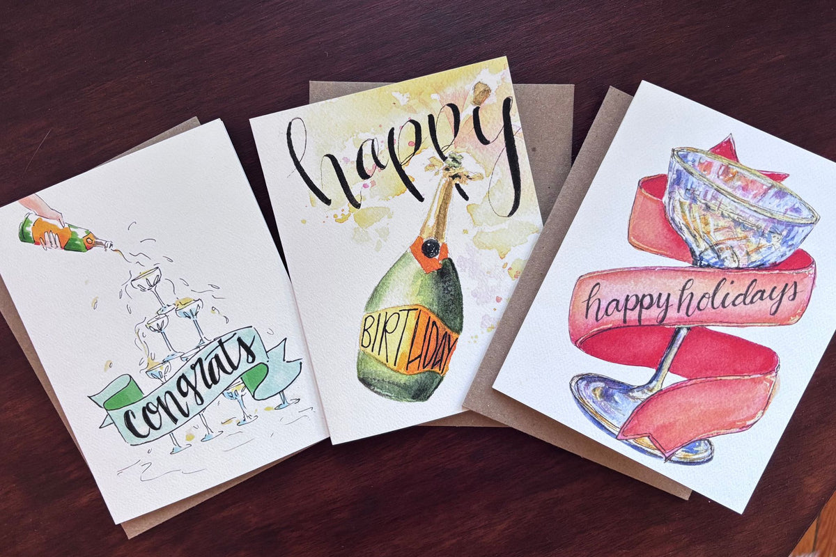arthus illustrated greeting card collection with kraft envelopes