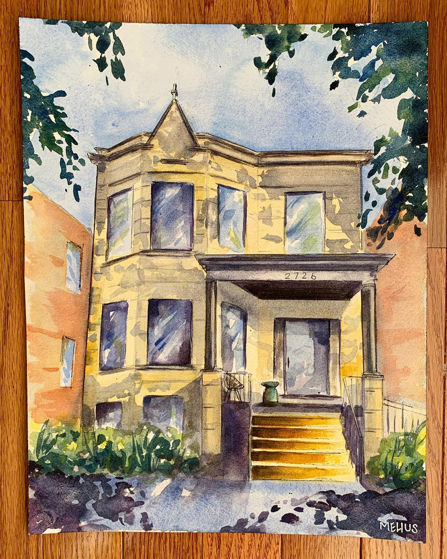 watercolor house portrait